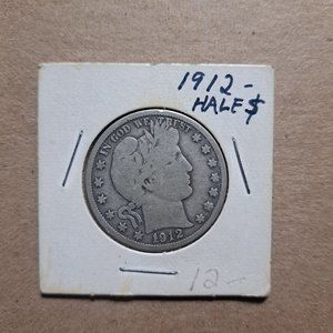 1912 Barber Half Dollar Coin VG-8